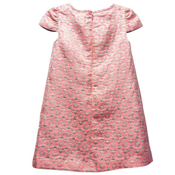 Mini Boden Girls Metallic Floral Jacquard Demask Party Dress Gold & Pink 5-6Y - Picture 4 of 7
